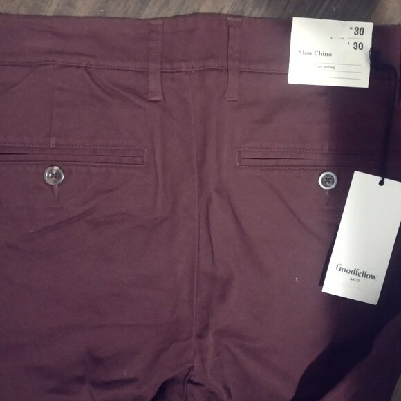 Goodefellow and Company maroon mens casual pants 30 30 new with tags - Picture 3 of 4